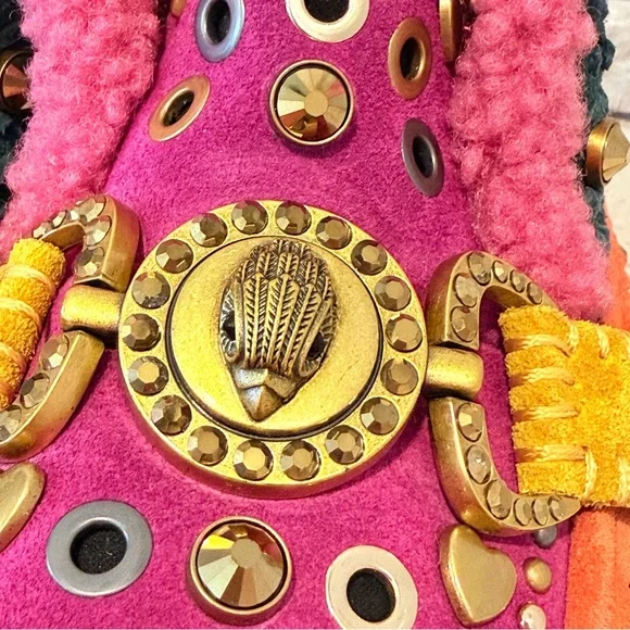 Kurt Geiger Mansion Cozy Studded Suede Bit Buckle Platform Boots EU 36 US 6 NEW - Picture 7 of 16